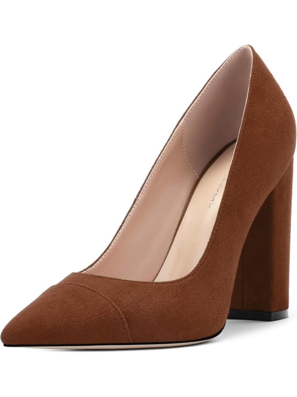 Women's Brown Suede Pointed Toe High Heels Slip On Pumps Street Banquet Shoes